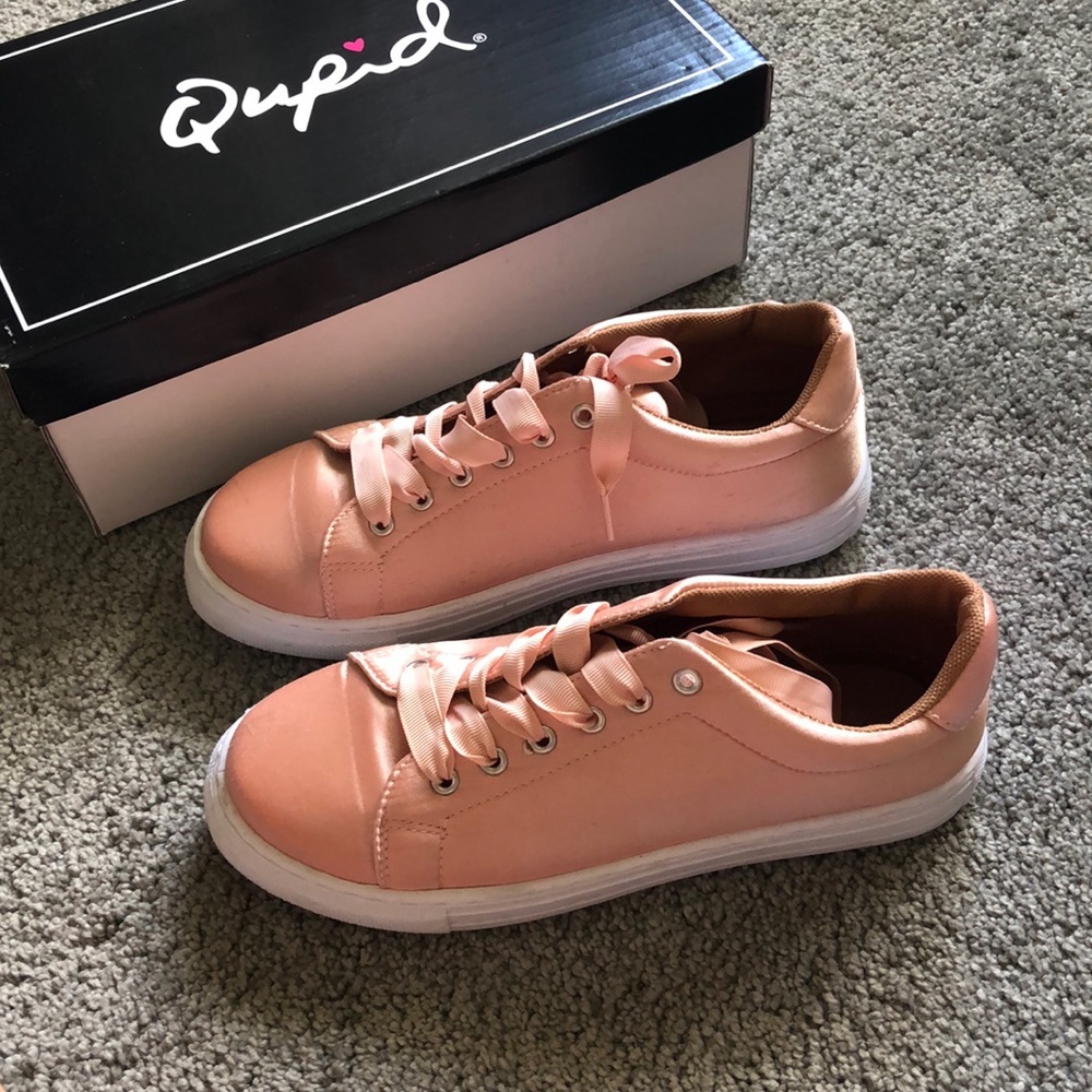 Blush satin sneakers